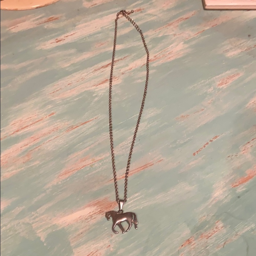 Silver horse necklace